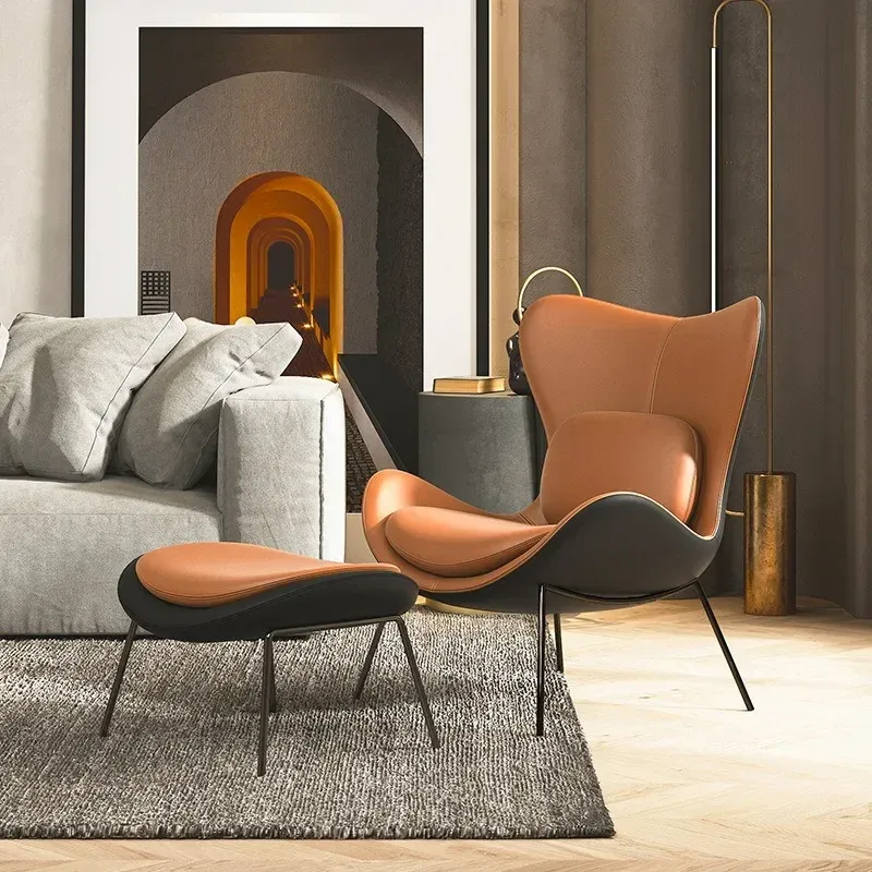 Luxury Leather Wingback Lounge Chair