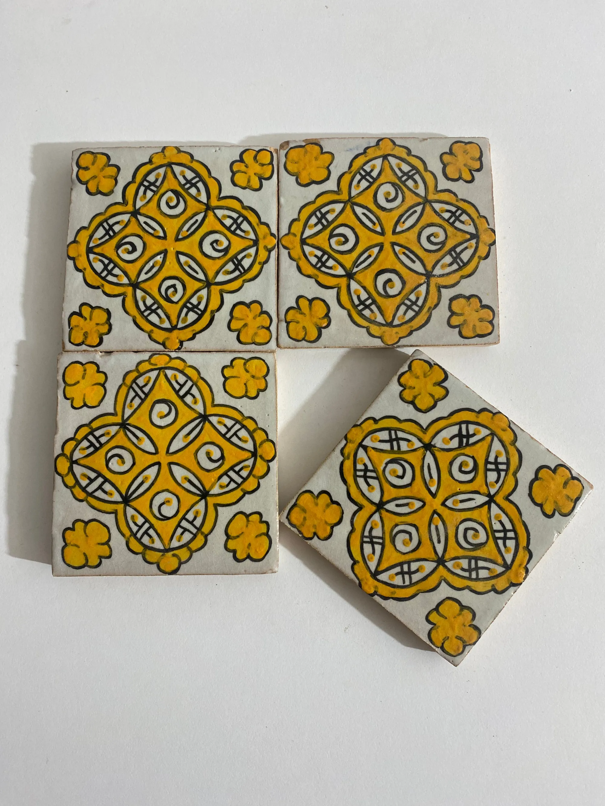 Yellow Ceramic tiles Hand painted tiles 