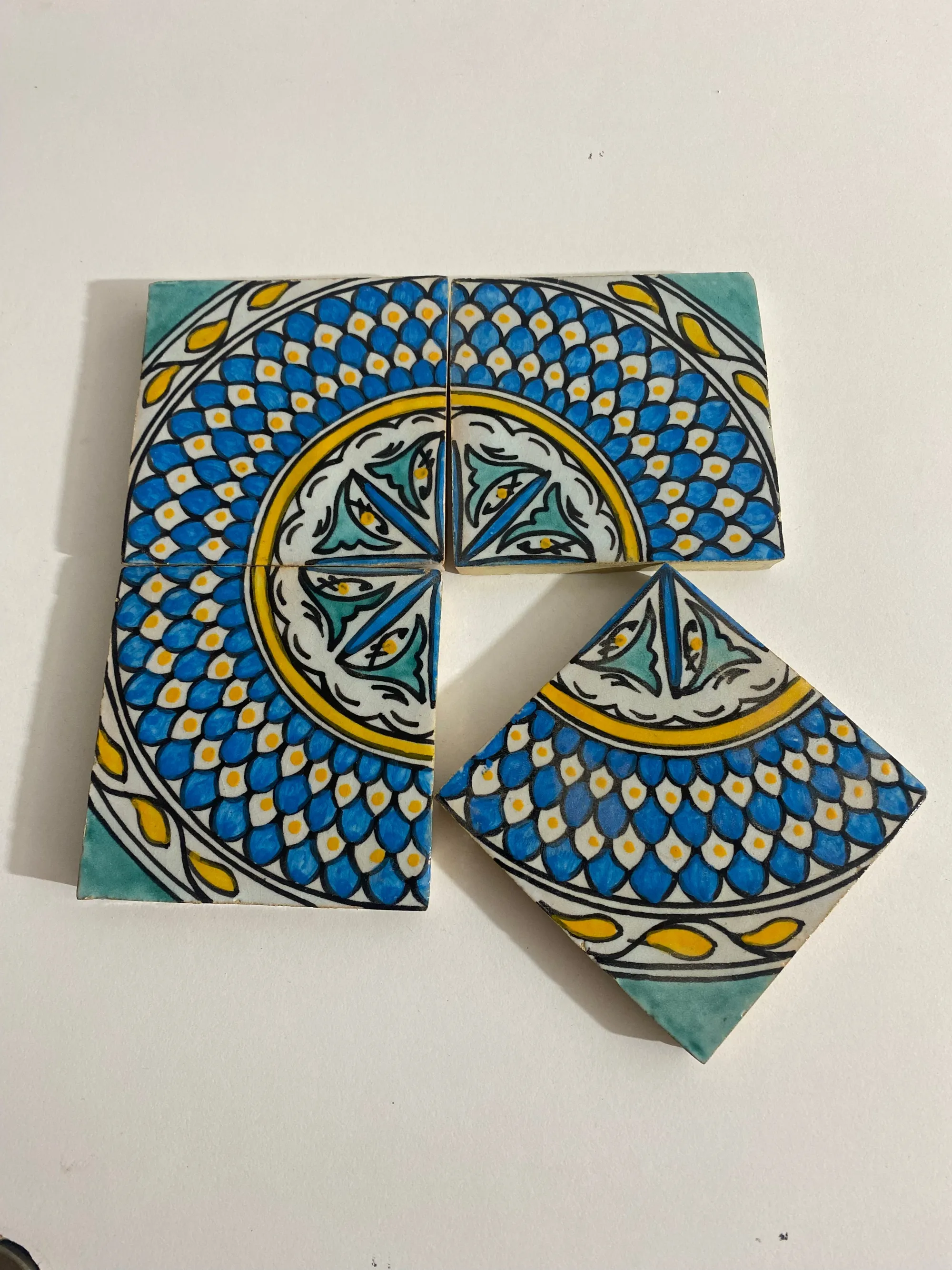 Mid century tiles Hand painted tiles