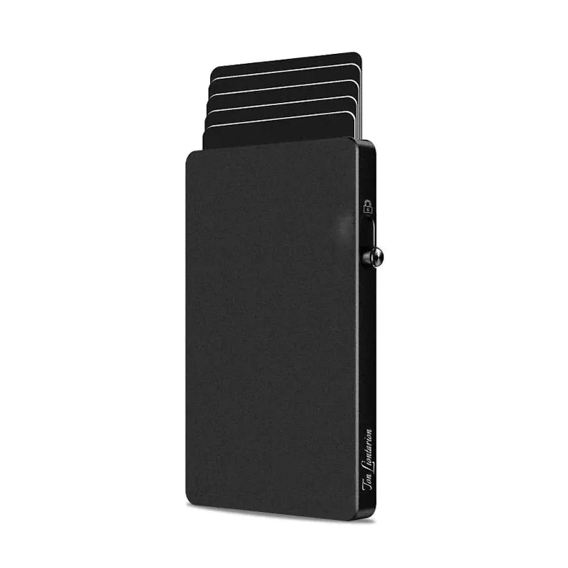 Porte-cartes en aluminium pour hommes avec protection anti-scanning RFID, anti vol (noir) 🔥