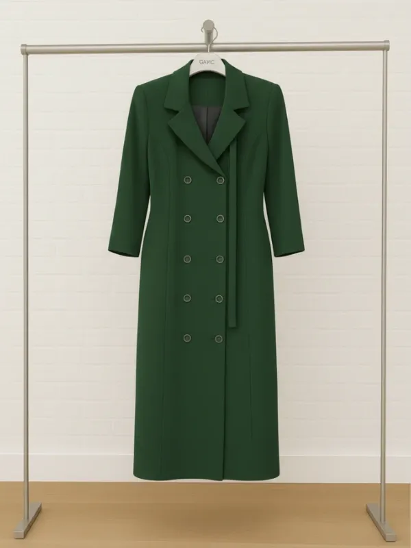 Robe ceinturée col veste