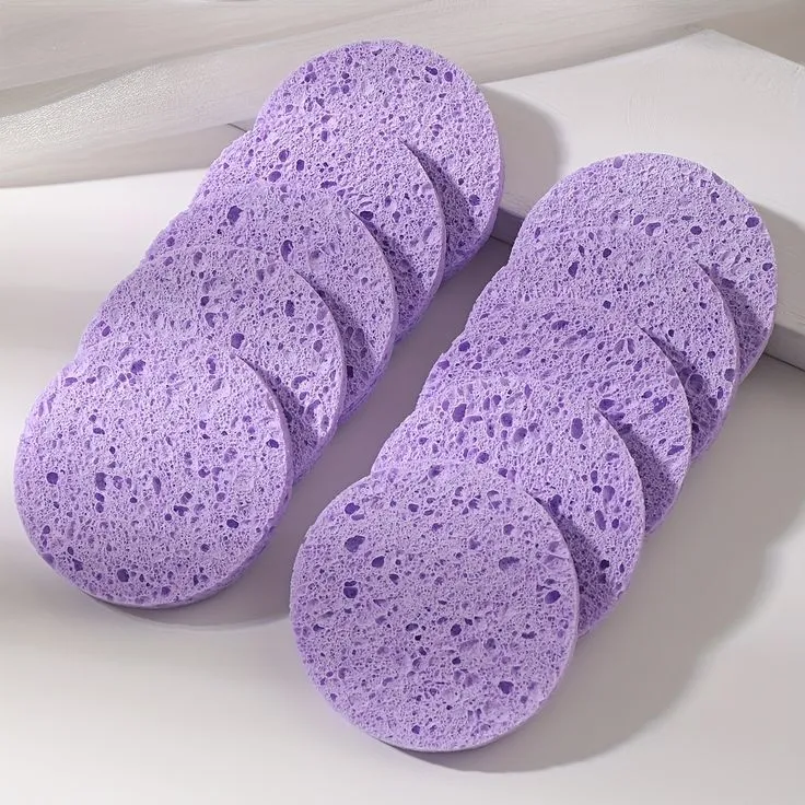 🌸 Éponges Pour Nettoyage Quotidien et Exfoliation - Pads Ronds Réutilisables en Style Puff  💜