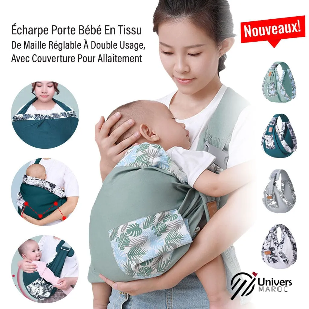 🔥PROMOTION 37% OFF - Écharpe Porte Bébé En Tissu De Maille Réglable À Double Usage, Avec Couverture Pour Allaitement.👼