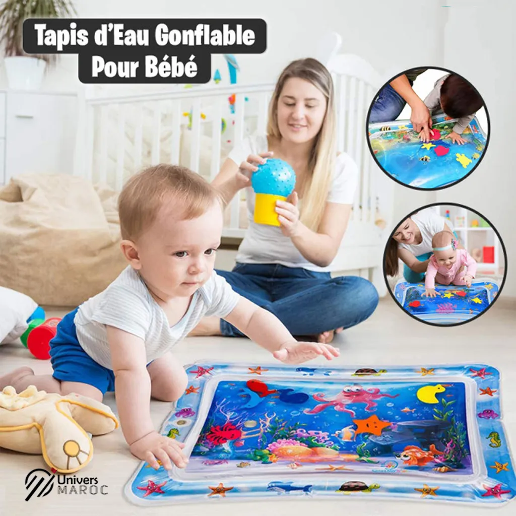 Tapis d’Eau Gonflable pour Bébé Avec 6 Créatures Marines