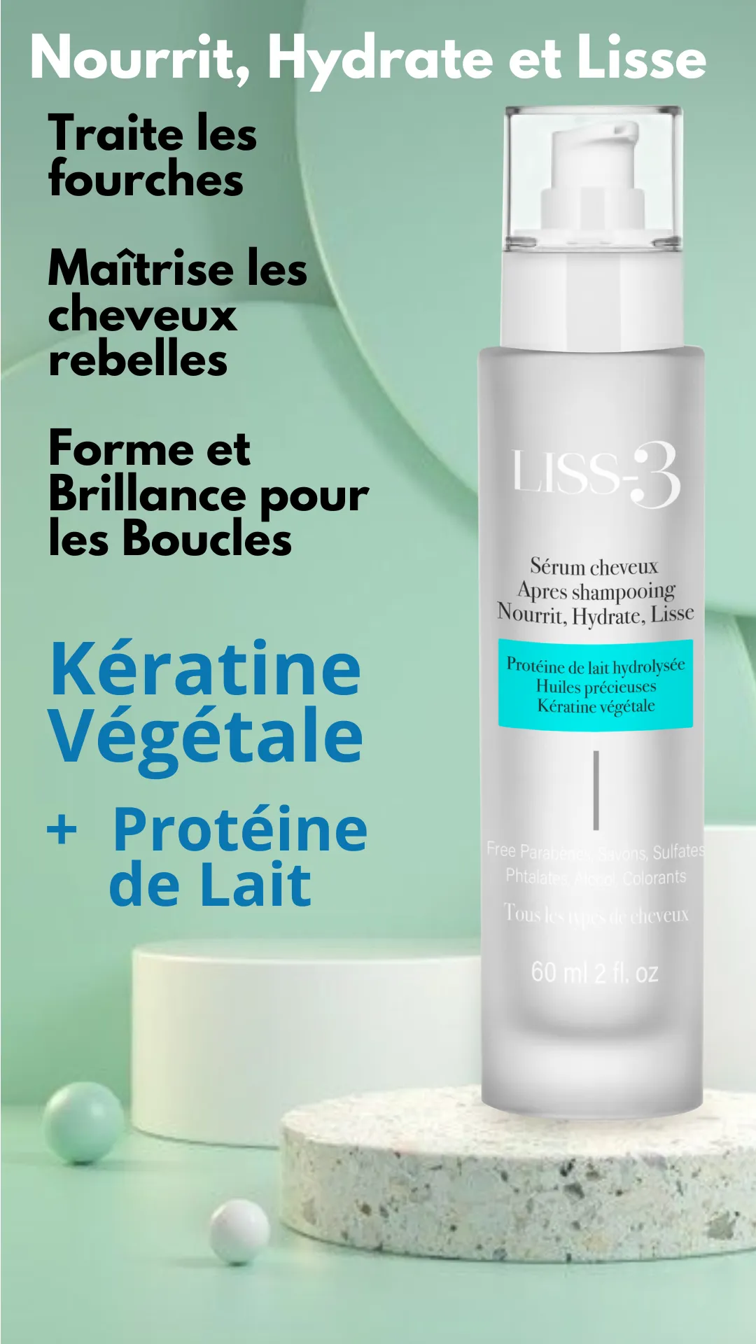 LISS-3 serum cheveux lissant kératine végétale