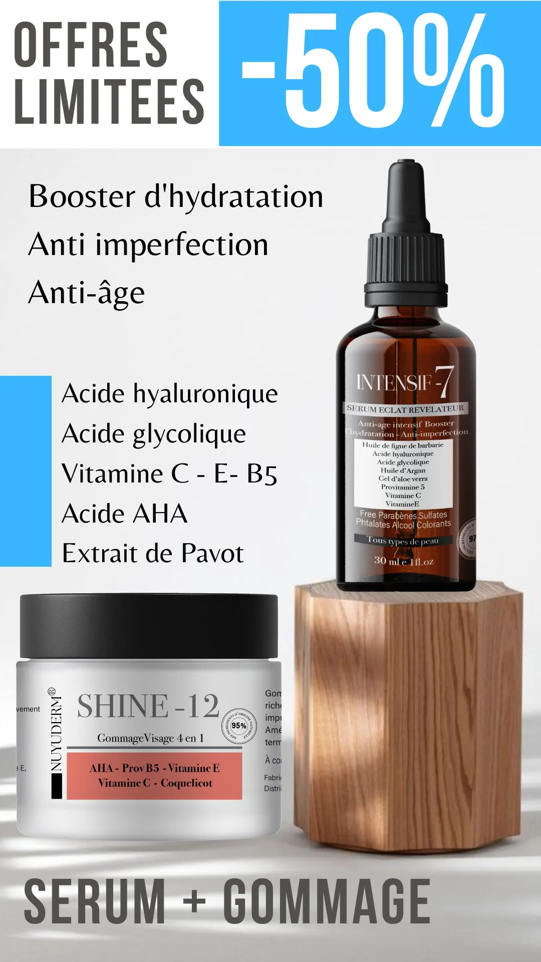 PACK BEST SKIN : Gommage effet Peeling + Sérum visage3 en 1