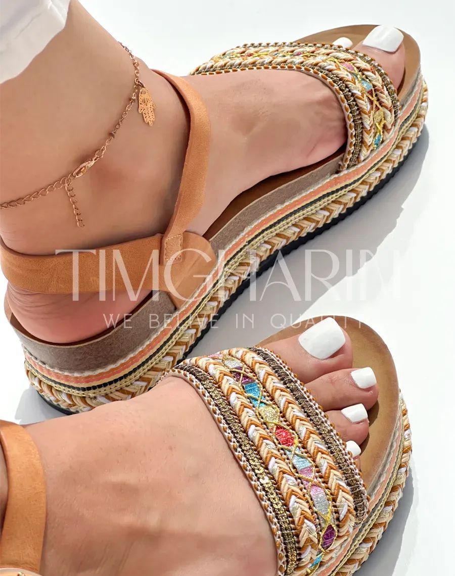 Sandales Colorées à Talon Compensé
