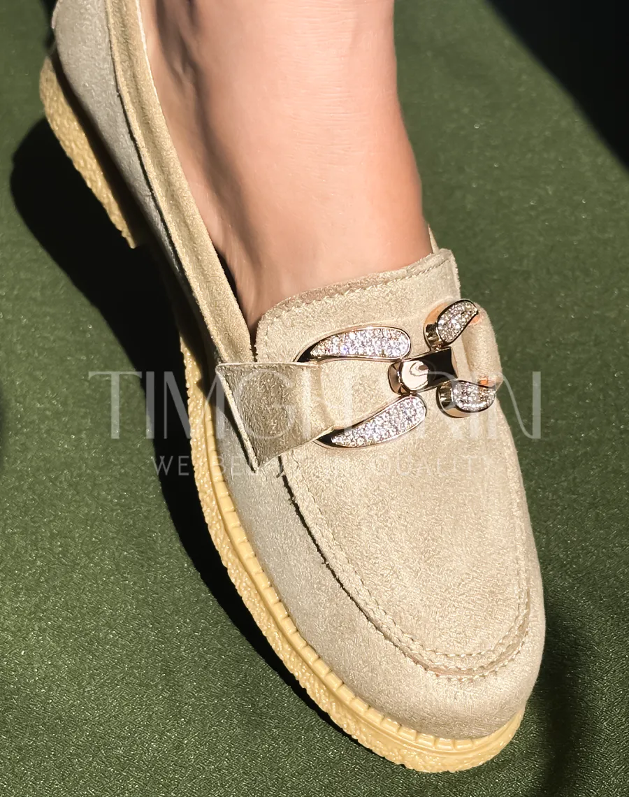 Mocassins Beige à Strass