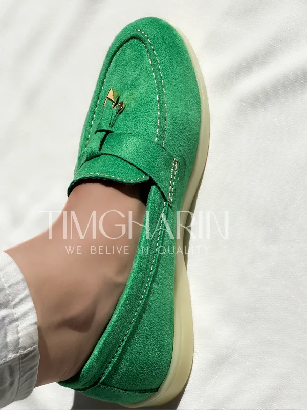 Mocassins vert en Daim Femme