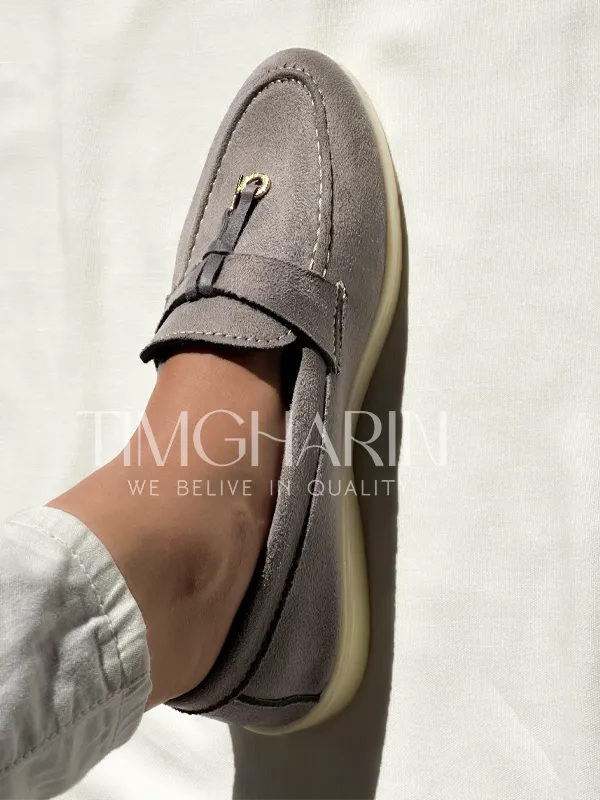 Mocassins Gris en Daim Femme