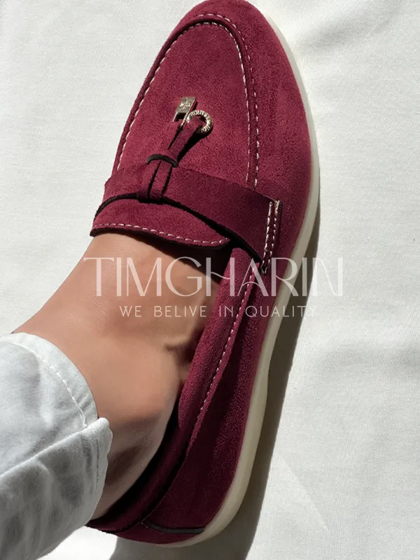 Mocassins bordeaux en Daim Femme