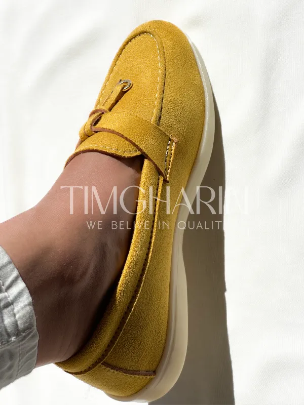 Mocassins Moutarde en Daim Femme