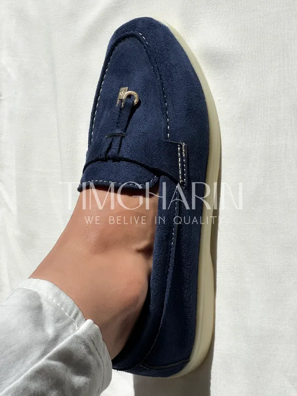 Mocassins Bleu Marin en Daim Femme