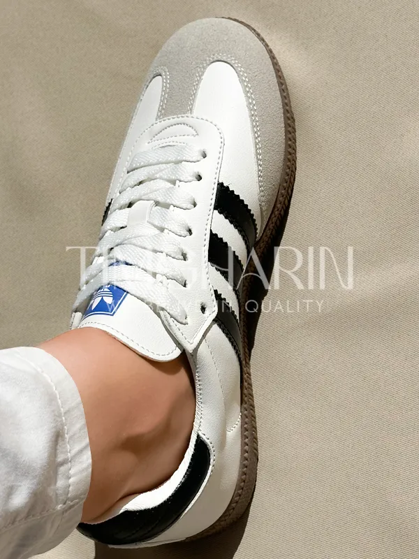 Basket femme Blanc avec détails Noir