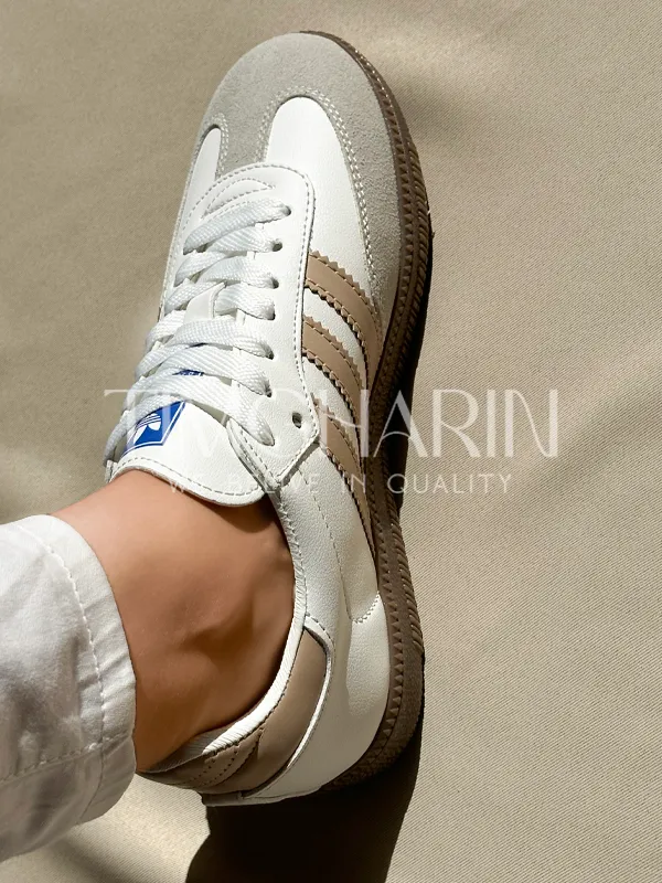 Basket femme Blanc avec détails Beige