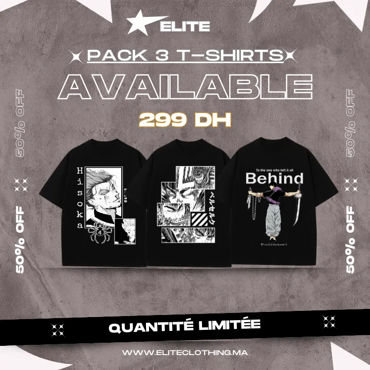 🔥 Offre exclusive : Pack 3 t-shirts avec unique designs à 299dh 🌟