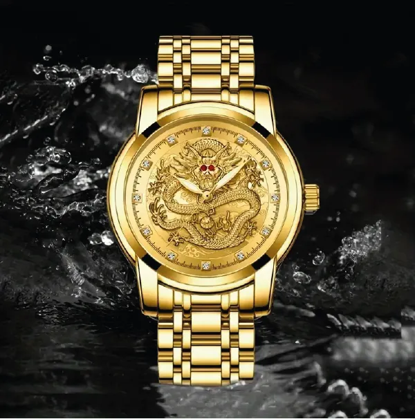 Montre Dragon Doré - Élégance et Design Unique