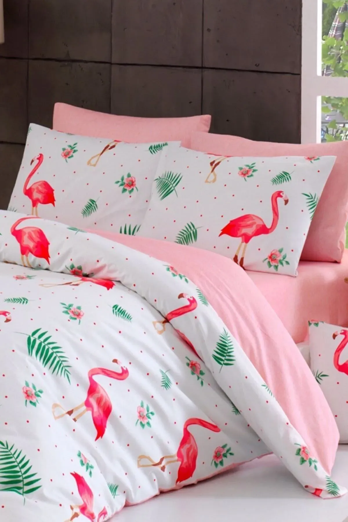 Parure de Lit simple Polycoton FLAMINGO