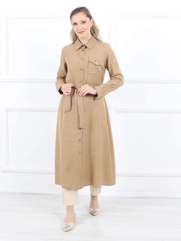 Tunique chic Beige avec poche 