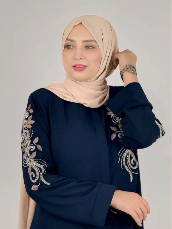 Abaya FLORA Bleu Marine