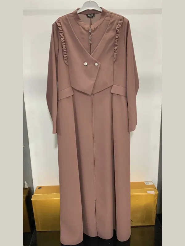Abaya chic gilet pudra
