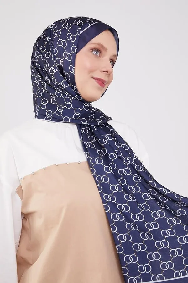 Châle de marque Fivescarf bleu marine à motif de cercles