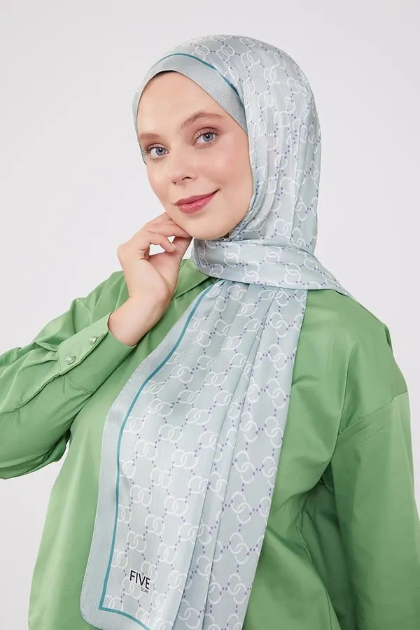Châle de marque Fivescarf à motif de cercles vert aqua