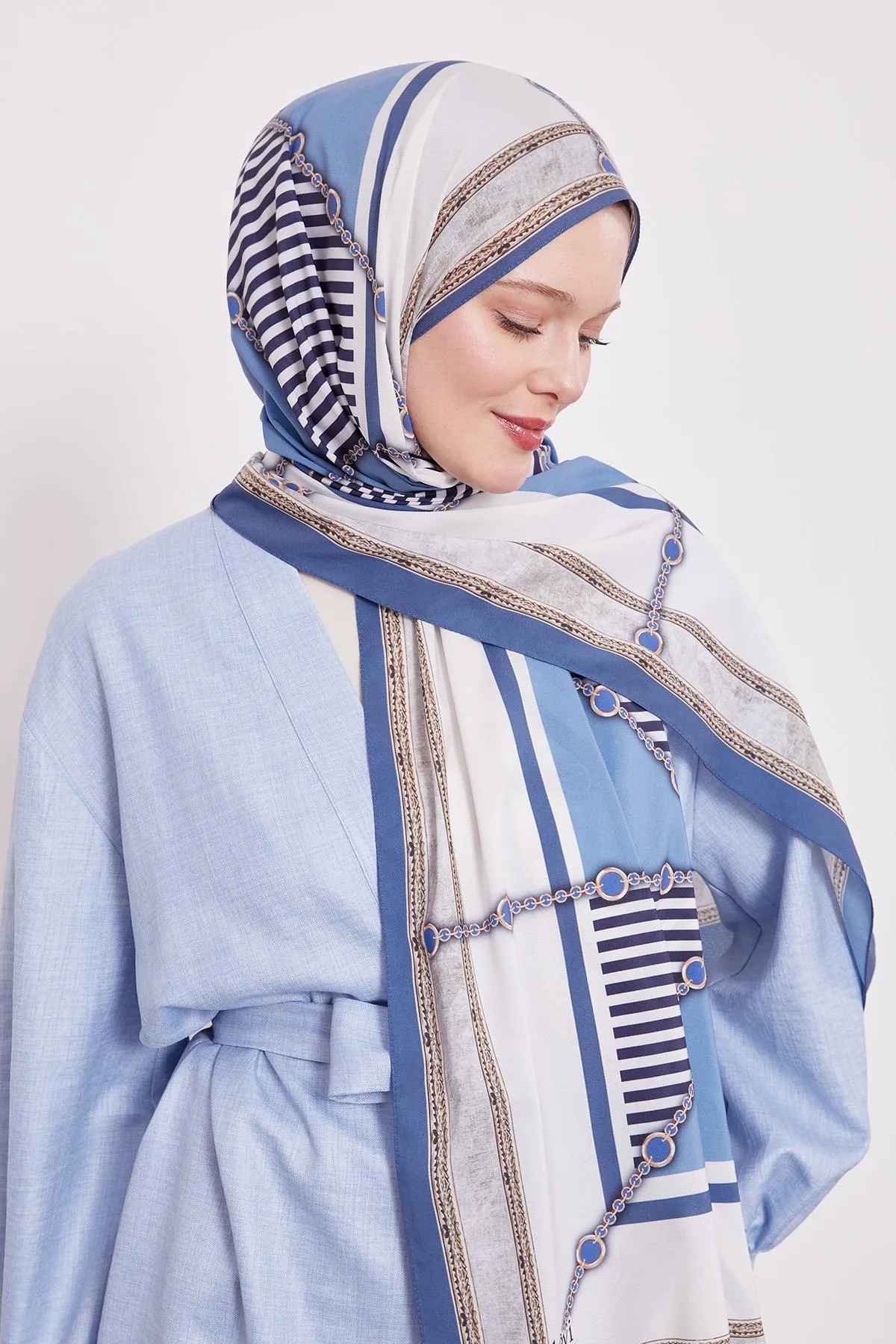 Motif chaîne bleu denim Love