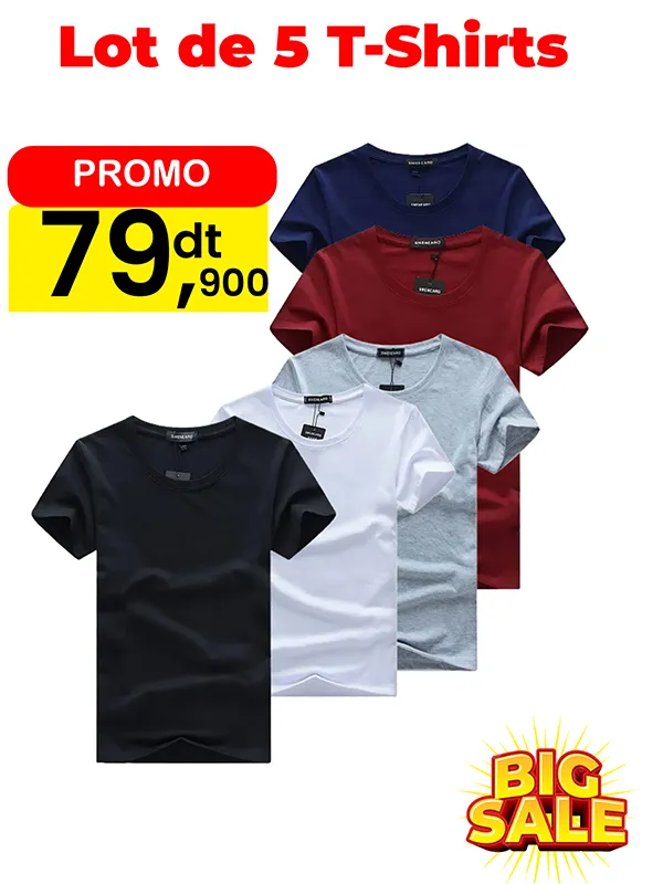 OFFRE EXCLUSIVE LOT DE 5 T-SHIRTS UNISEXE 