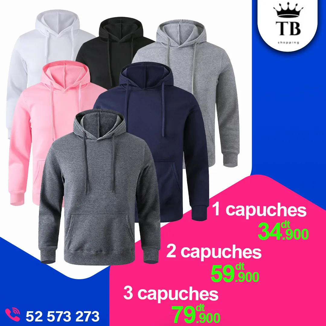 super promotion capuches 100% coton unisex