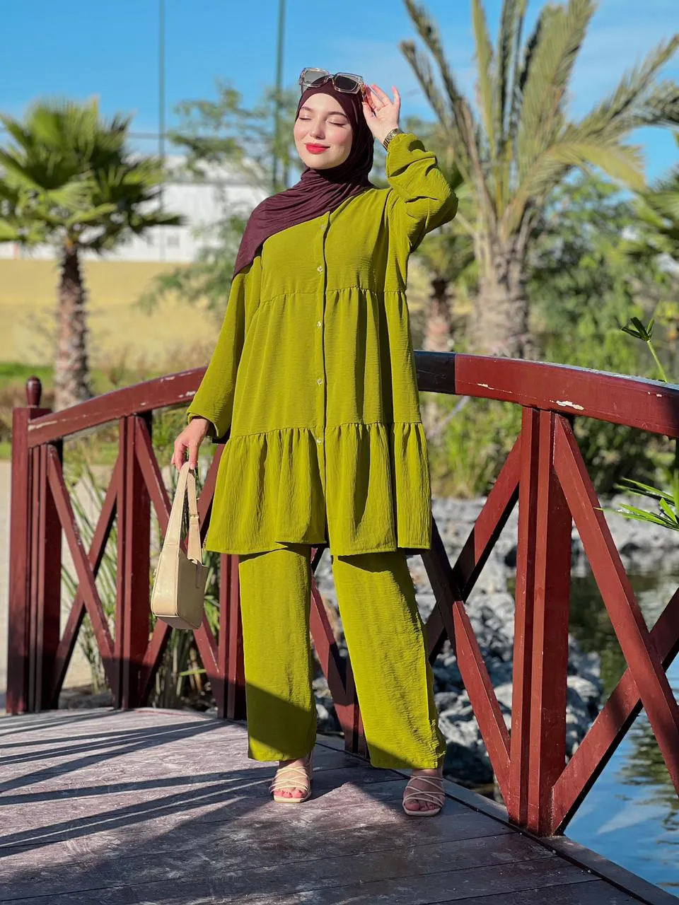 ENSEMBLE WAFAA-VERT OLIVE