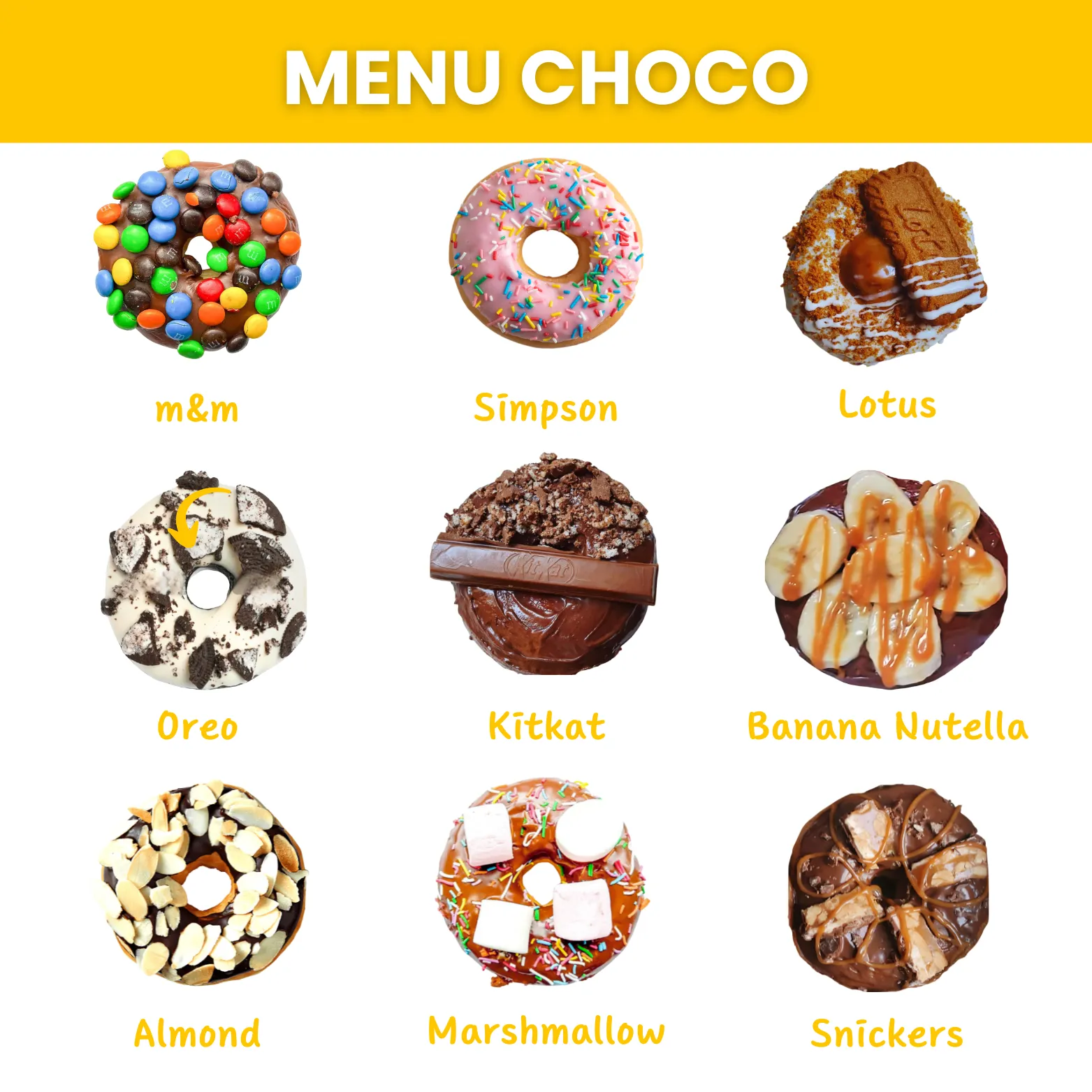 Choco Donuts Menu