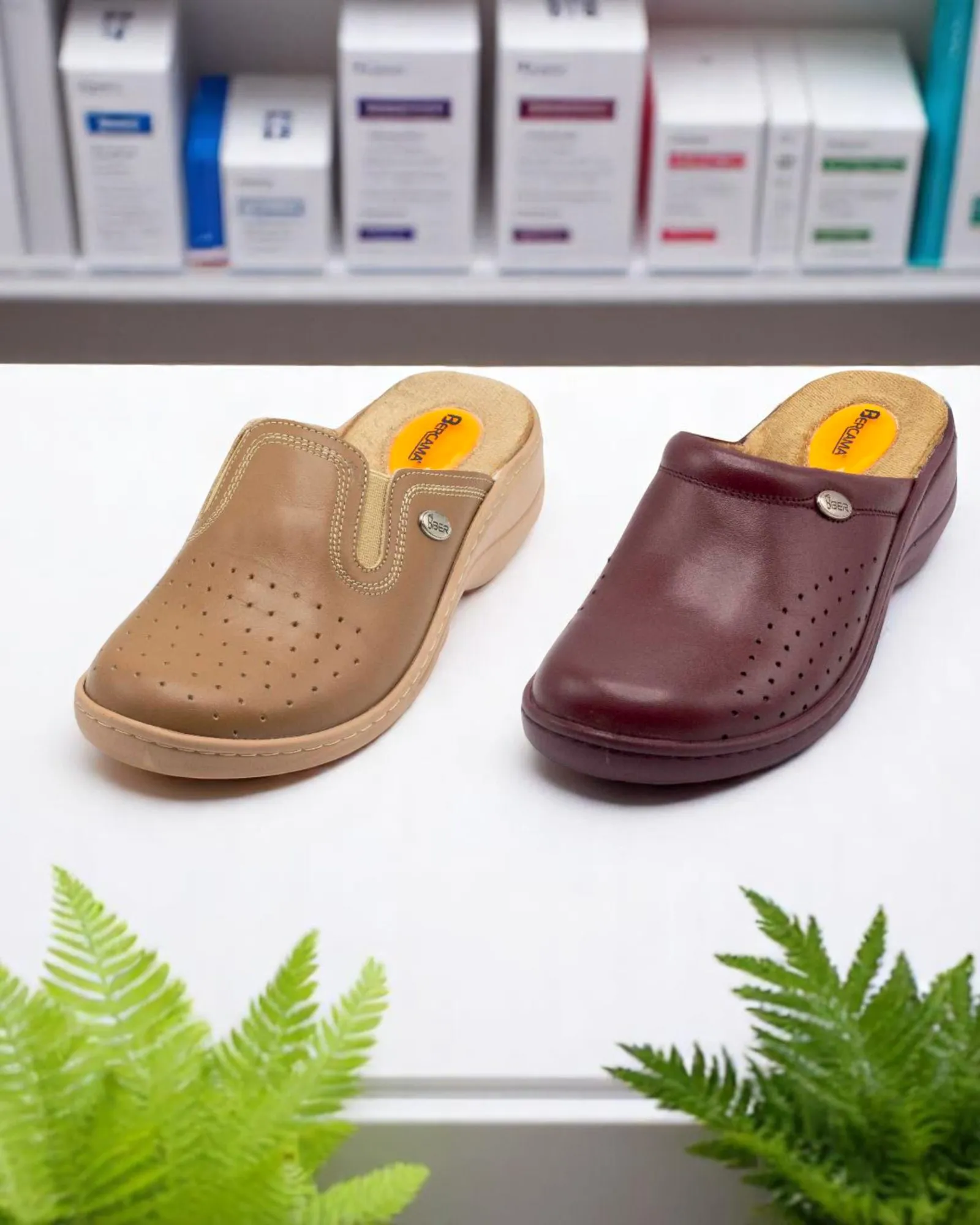 Sabots Cuir Bercama avec Talonnette en Silicone