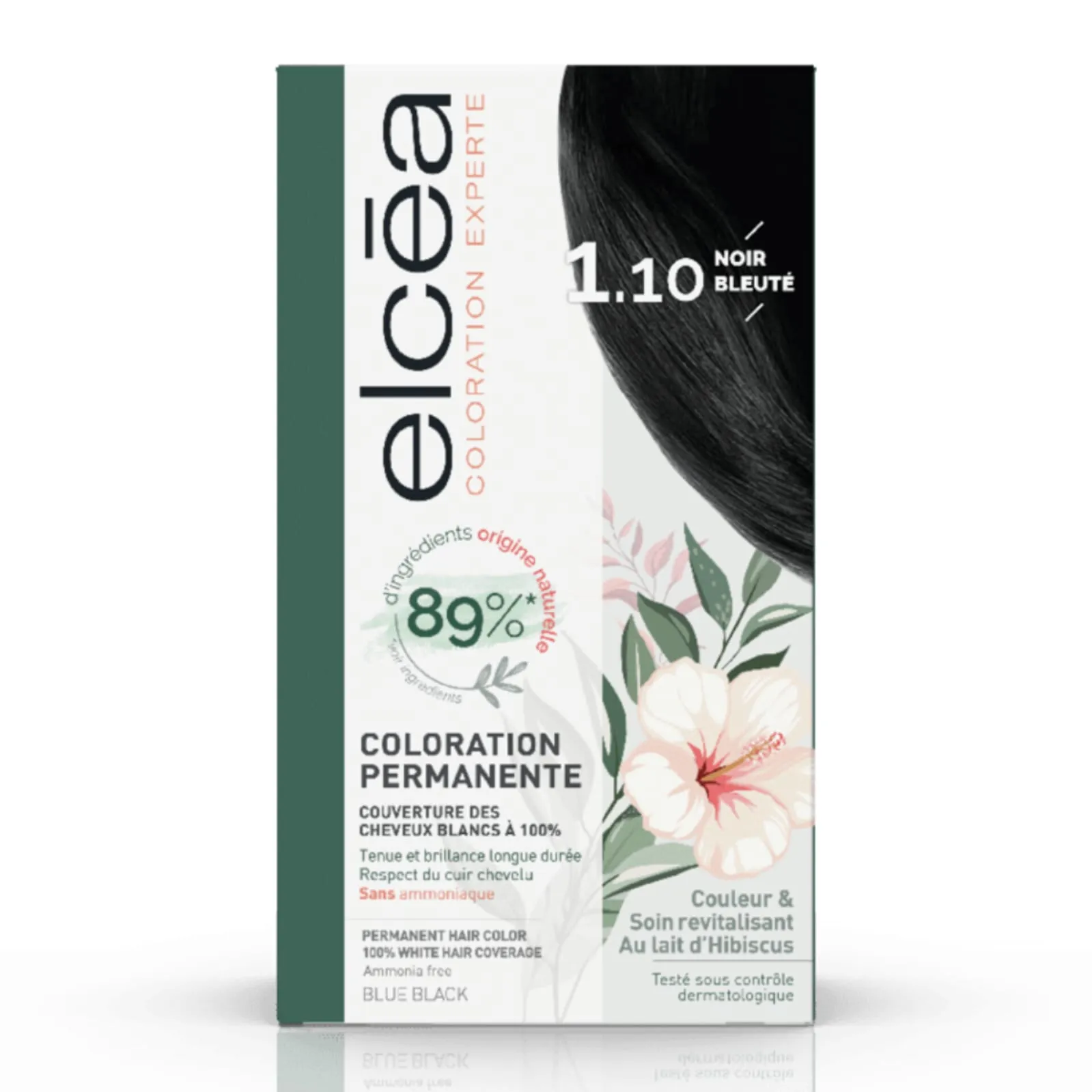 ELCÉA Coloration Permanente au Lait d’Hibiscus 1.10 Noir Bleuté