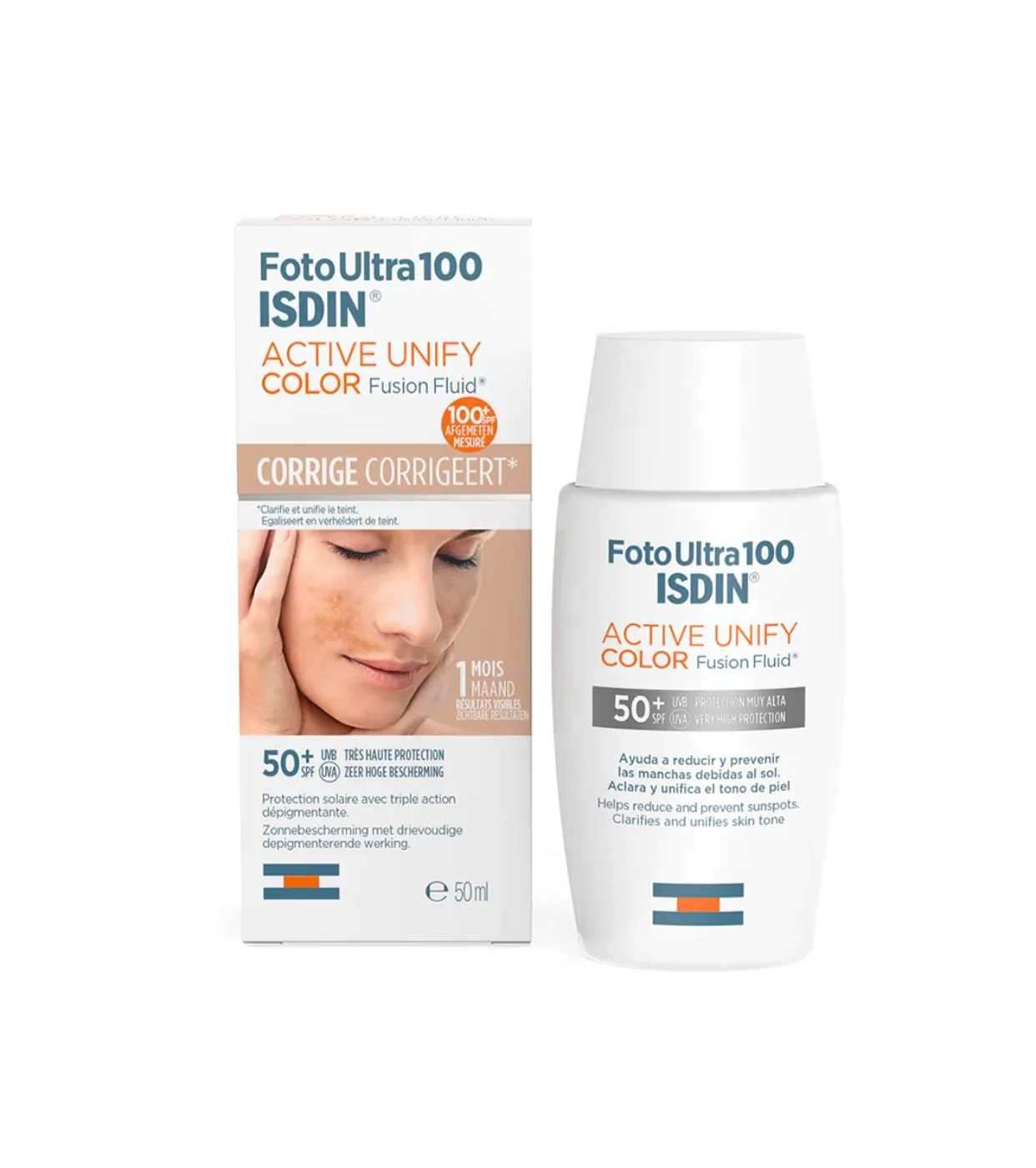 ISDIN FotoUltra 100 Active Unify Color Fusion Fluid Solaire Anti-Taches SPF50 50ML