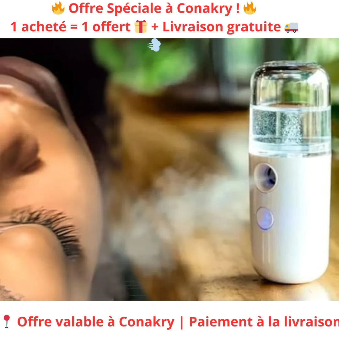 Nano Pulvérisateur USB pour le Visage – Hydratation Anti-Âge, Lutte contre les Rides, Soins de la Peau pour Femmes ✅ 1 Acheté = 1 Offert