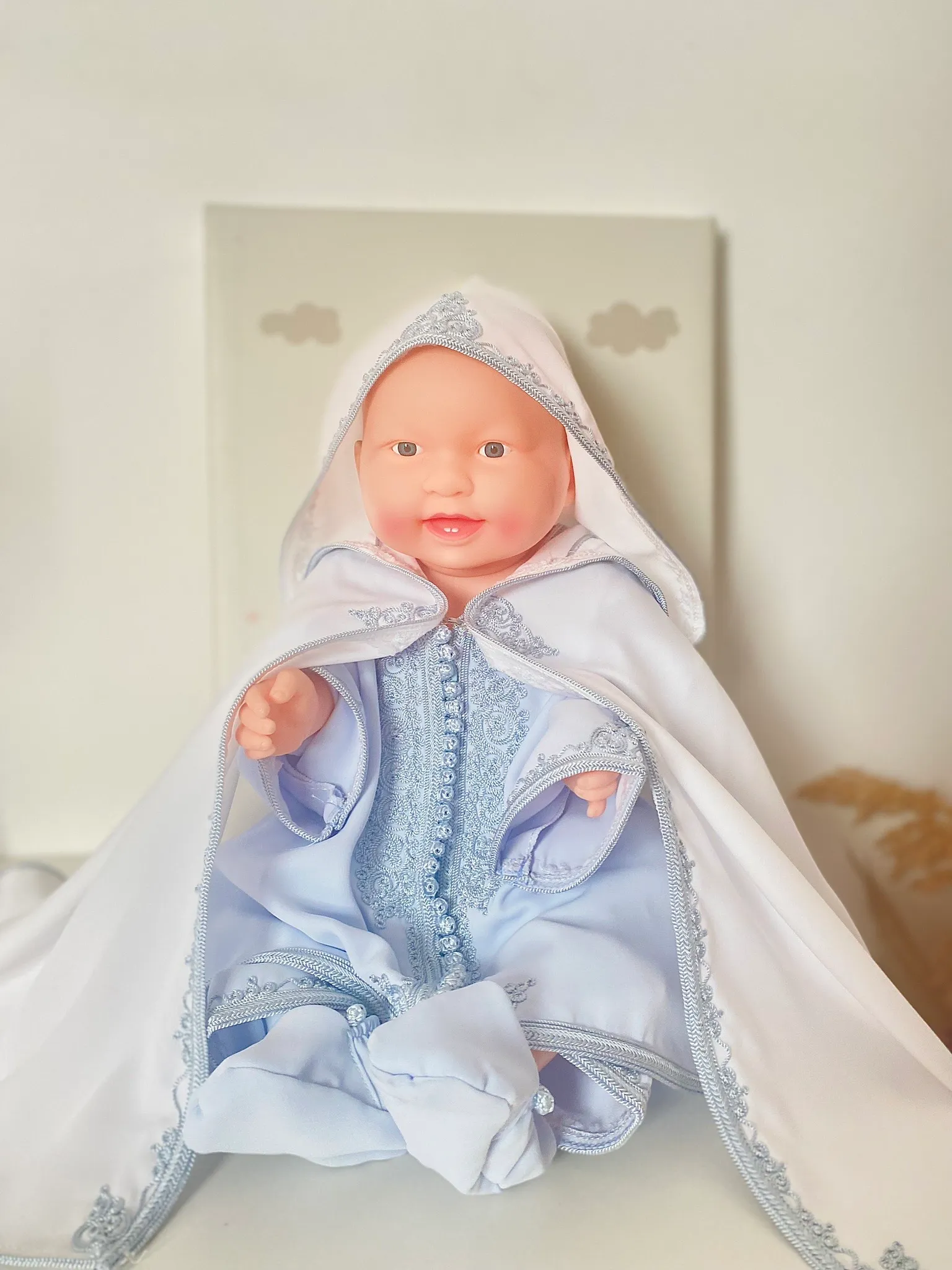 Jabador 3 Pièces Bleu Ciel Clair avec Selham - Tenue Traditionnelle Élégante pour Garçon