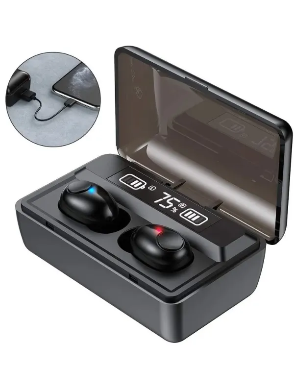 Sidoc EarPods T8 – Écouteurs sans fil avec Power Bank et écran LCD