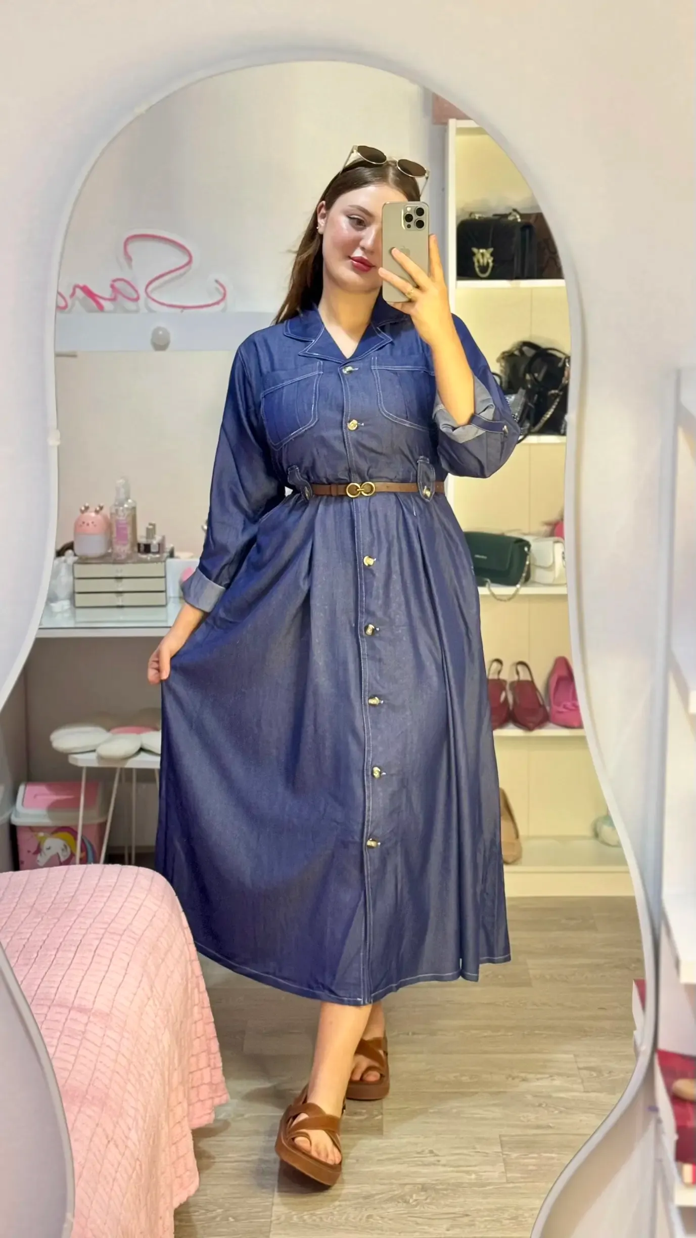  Robe Chemise Denim Élégante + Ceinture 🎁  Style & Confort
