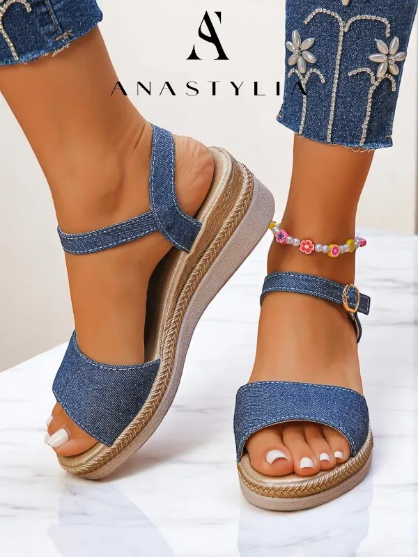 ✨ Sandales compensées confortables d'été pour femmes, avec semelle épaisse. Sandales de style vacances