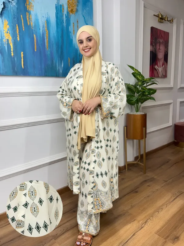 Ensemble Traditionnel Femme 3 Pièces – Style Marocain Élégant