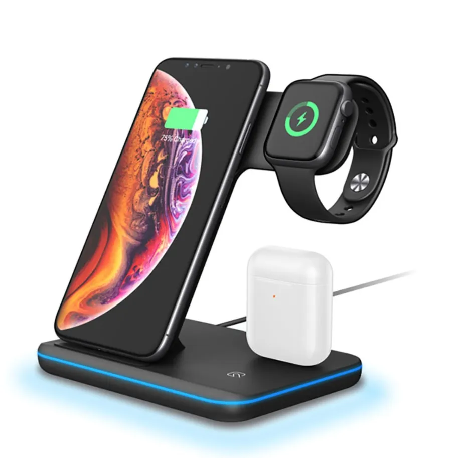 hightech Chargeur sans fil 3 en 1 pour tous vos appareils