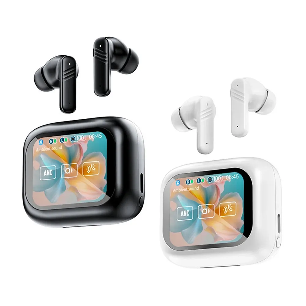 Hightech LX10 ENC ANC écouteurs sans fil Bluetooth 5.4 avec écran tactile pour IOS/Android